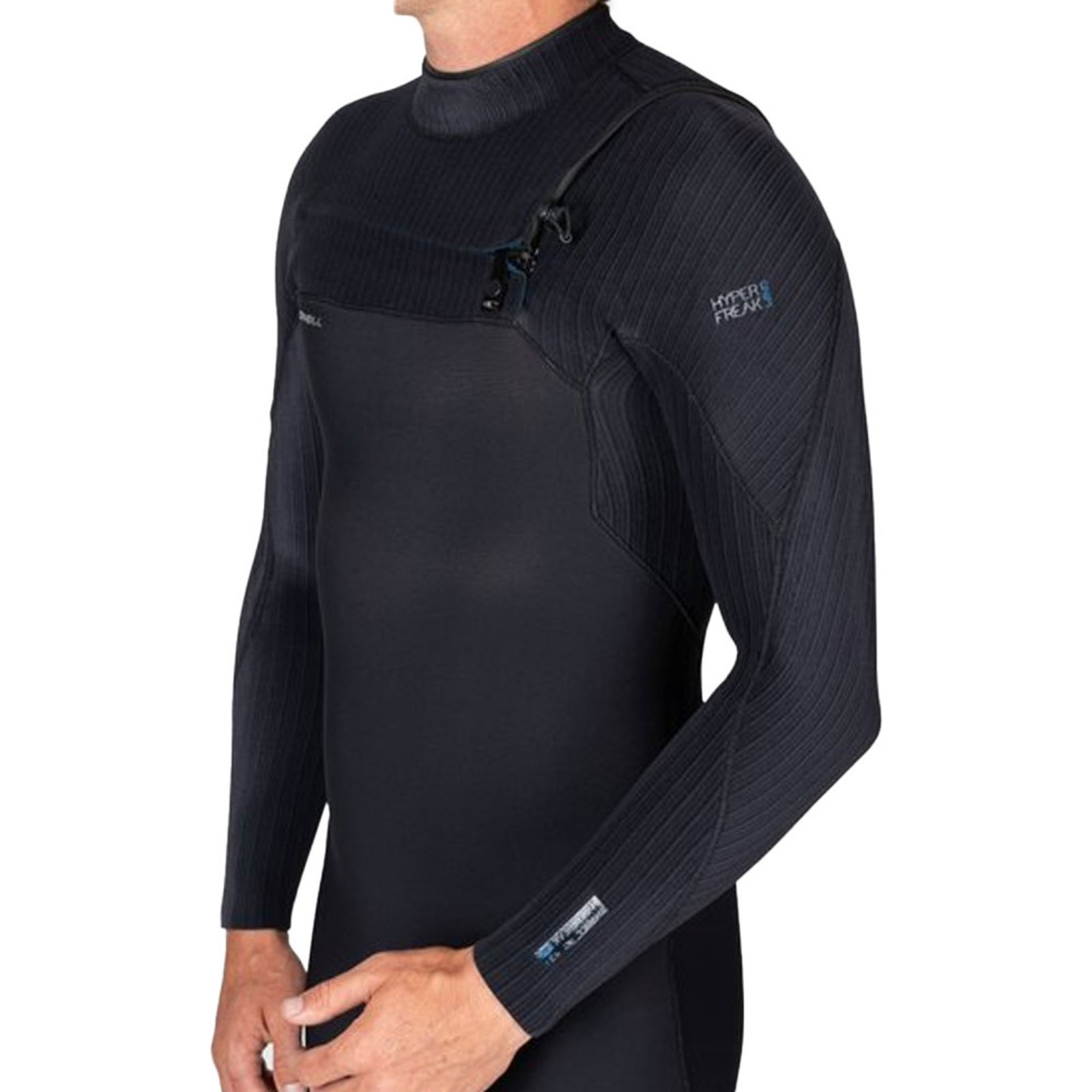 O Neill Mens Hyperfreak Wind Mm Chest Zip Wetsuit Black